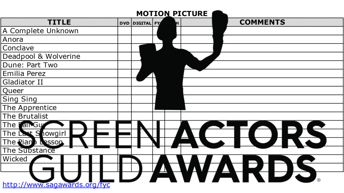 2025 SAG Awards FYC Screener Grid